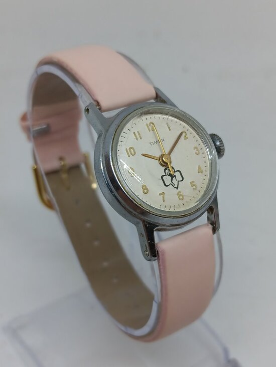 VINTAGE 1966 Timex Women\'s 24mm Manual Wind Silver Tone Girl Scouts Watch main image 4